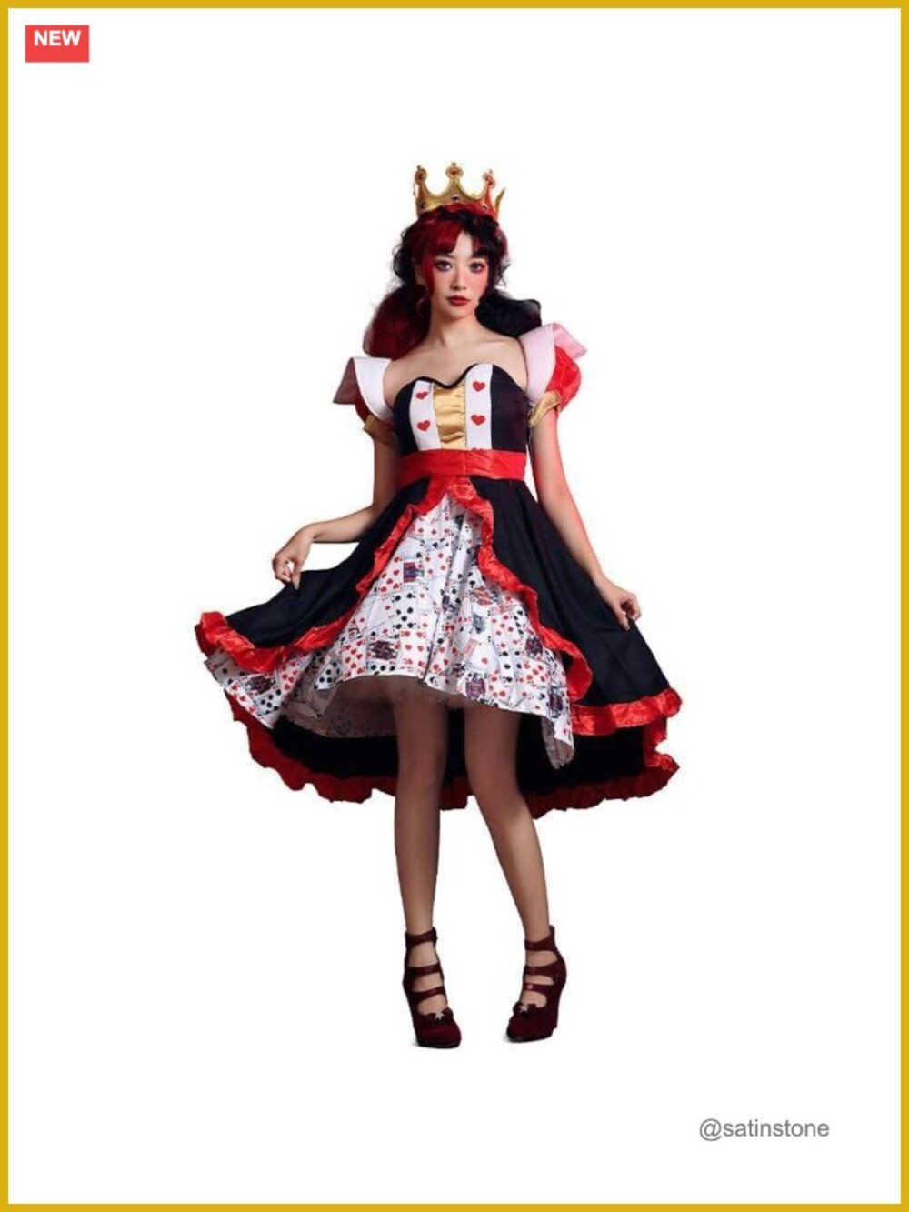 Queen of Hearts Adult Women Movie Character Halloween Costume Dress Polyester